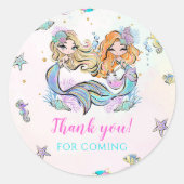 Sticker Rond Fille Sirène 1ère fête d'anniversaire (Devant)