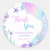 Sticker Rond Fille Sirène 1ère fête d'anniversaire (Devant)