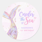 Sticker Rond Fille Sirène 1ère fête d'anniversaire (Devant)