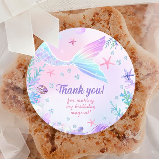 Sticker Rond Fille Sirène 1ère fête d'anniversaire