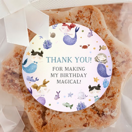 Sticker Rond Fille Sirène 1ère fête d'anniversaire