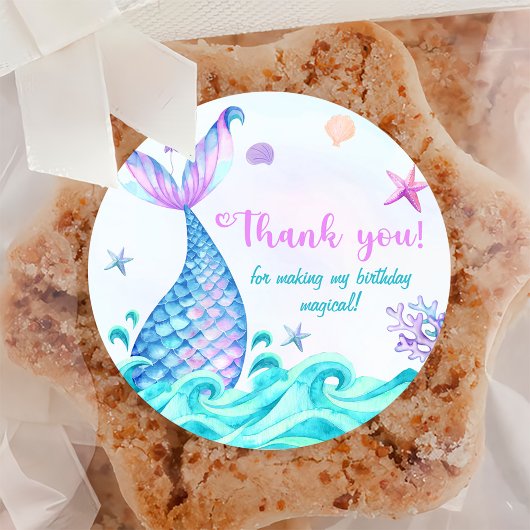 Sticker Rond Fille Sirène 1ère fête d'anniversaire