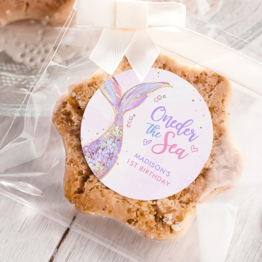 Sticker Rond Fille Sirène 1ère fête d'anniversaire