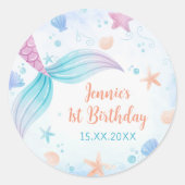 Sticker Rond Fille Sirène 1ère fête d'anniversaire (Devant)