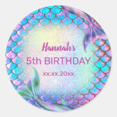 Sticker Rond fille sirène Anniversaire (Devant)