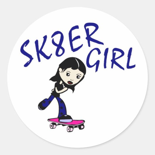 Sticker Rond fille sk8er (Devant)