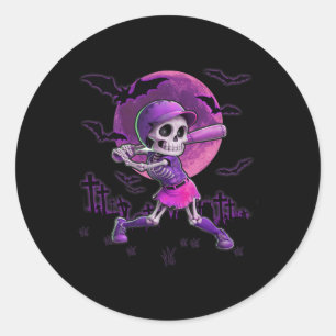 Sticker Rond Fille squelette de Halloween de la saison effrayan