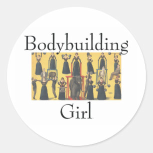 Sticker Rond Fille SUPÉRIEURE de culturisme