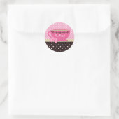Sticker Rond Fille Tea Party Rose et Pois Brown (Sac)