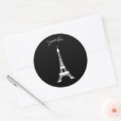 Sticker Rond Fille Tours Eiffel de style français, rose, rose (Enveloppe)
