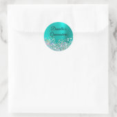 Sticker Rond Fille Turquoise Foil Holo Parties scintillant Anni (Sac)
