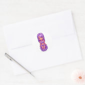 Sticker Rond Fille violette (Enveloppe)