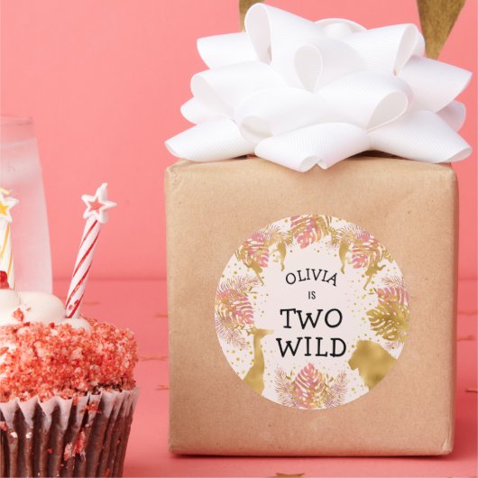 Sticker Rond Filles 2e fête d'anniversaire Pastel Pink Gold Saf (Fête)