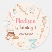 Sticker Rond Filles à la première fête d'anniversaire (Devant)