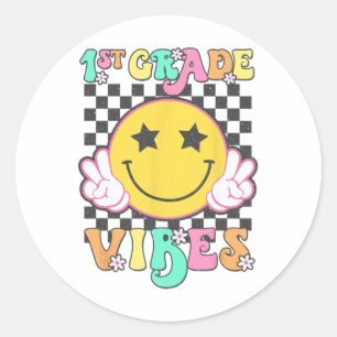 Sticker Rond Filles ambiance 1re année sourire visage retour à