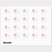 Sticker Rond Filles Anniversaire Ruban Rose (Feuille)