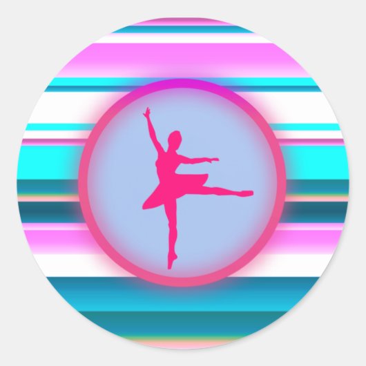 Sticker Rond Filles Ballerina Dance Stripes (Devant)