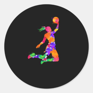 Sticker Rond Filles Basketball Pour Ventilateur De Basketball E