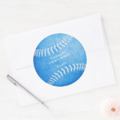 Sticker Rond filles bleu softball sport fête merci (Enveloppe)
