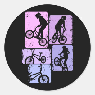 Sticker Rond Filles BMX vélo stunt enfants performance