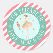 Sticker Rond Filles Casse-Noisette Ballet cadeau de Noël (Devant)