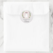 Sticker Rond Filles 'Ce Livre Appartient' Chat mignon avec Fleu (Sac)
