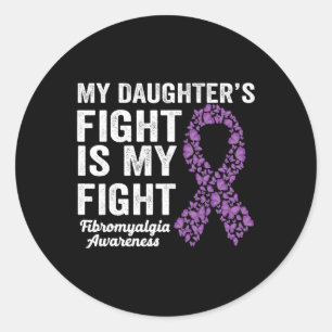 Sticker Rond Filles combat est mon combat violet fibromyalgie A