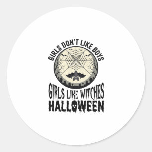 Sticker Rond Filles comme sorcières Halloween Design Vector Vin
