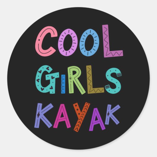 Sticker Rond Filles cool Kayak Kayaking Fille Filles Filles Fil (Devant)