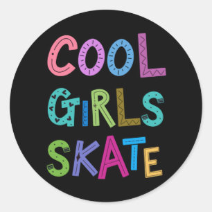 Sticker Rond Filles cool Patinage Patinage Glace Roller Femmes