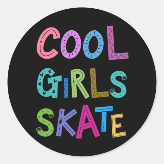 Sticker Rond Filles cool Patinage Patinage Glace Roller Femmes  (Devant)