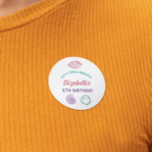 Sticker Rond Filles Coquillages Anniversaire