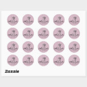 Sticker Rond Filles Cute Kitten Chat Baby shower pourpre (Feuille)