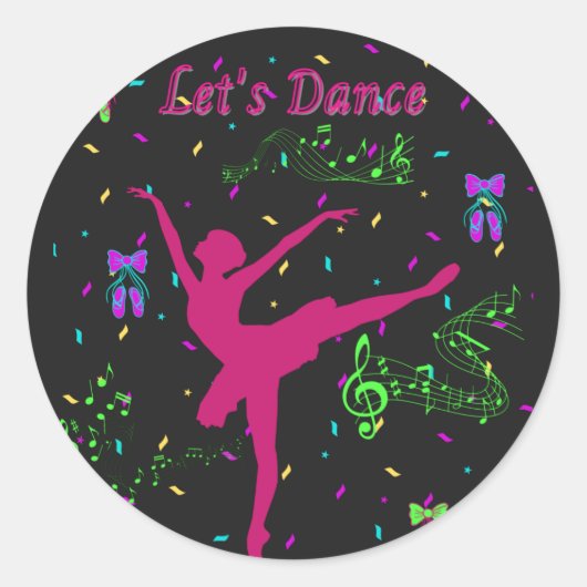 Sticker Rond Filles Danse Notes musicales (Devant)
