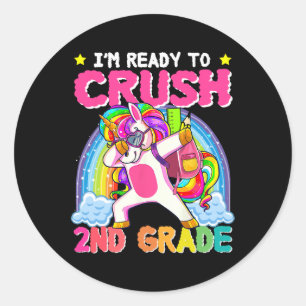 Sticker Rond Filles de 2e année Unicorn Crush Deuxième année Re