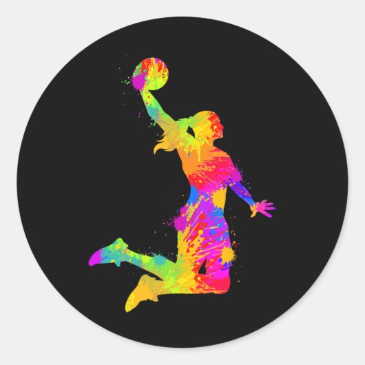Sticker Rond Filles de basket-ball (Devant)