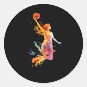 Sticker Rond Filles de basket-ball