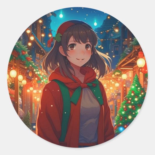 Sticker Rond Filles de Noël (Devant)