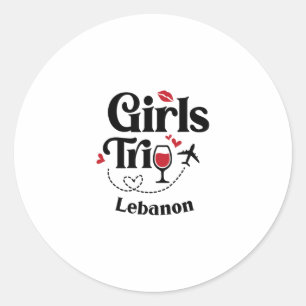Sticker Rond Filles de vin mignonnes voyage Lenon vacances