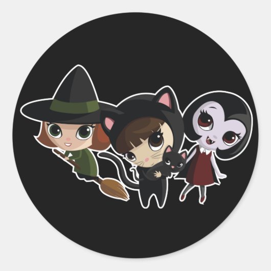 Sticker Rond Filles d'Halloween (Devant)