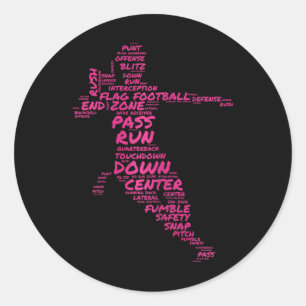 Sticker Rond Filles Drapeau Football Joueur Word Art Typographi