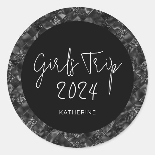 Sticker Rond Filles Elégantes Personnalisées Voyage Faux Partie (Devant)