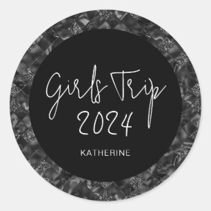 Sticker Rond Filles Elégantes Personnalisées Voyage Faux Partie