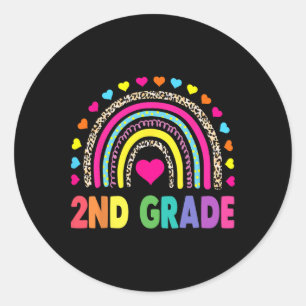 Sticker Rond Filles et garçons de deuxième année arc-en-ciel en