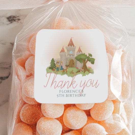 Sticker Rond Filles Fairytale Castle Anniversaire de enfant Fav