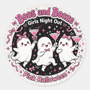 Sticker Rond Filles fantômes roses de sortie entre copines Huée