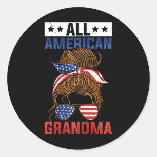 Sticker Rond Filles Filles Filles Toute Grand-Mère Américaine 4