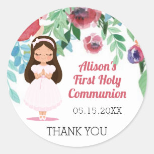 Sticker Rond Filles Fleurs de la première sainte communion
