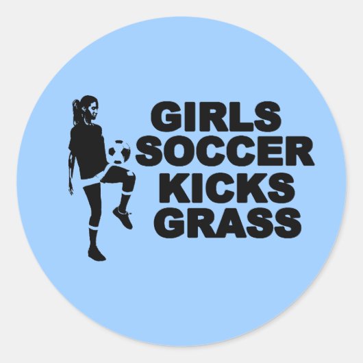 Sticker Rond Filles Football Kicks Grass (Devant)