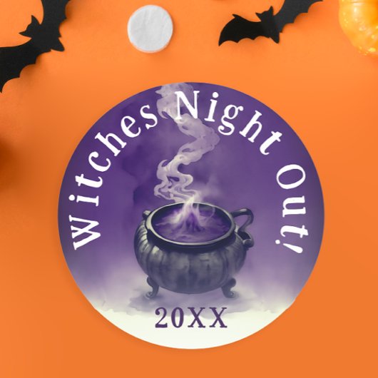 Sticker Rond Filles fraîches modernes nuit dehors sorcière viol